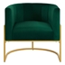 Bijou Accent Chair with Curved Backrest and Golden Metal Stand - Emerald Velvet