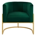 Bijou Accent Chair with Curved Backrest and Golden Metal Stand - Emerald Velvet - CAB1723