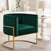 Bijou Accent Chair with Curved Backrest and Golden Metal Stand - Emerald Velvet - CAB1723