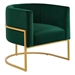 Bijou Accent Chair with Curved Backrest and Golden Metal Stand - Emerald Velvet - CAB1723