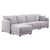 Oceanside 111" 4 Seater Sofa with Ottoman and Pillows - Light Gray Linen Fabric