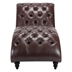 Parker Tufted Armless Chaise Lounge - Dark Brown Polyurethane Cover - Birch Wood Frame and Legs