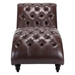 Parker Tufted Armless Chaise Lounge - Dark Brown Polyurethane Cover - Birch Wood Frame and Legs - CAB1740