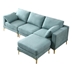 Gilded 92" Sectional Sofa - Modern Leisure L Shape - Turquoise - Gold Metal Legs