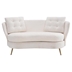 Soranda 64" Loveseat - White Polyester Velvet Fabric - Golden Metal Legs