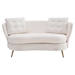 Soranda 64" Loveseat - White Polyester Velvet Fabric - Golden Metal Legs - CAB1754