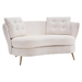 Soranda 64" Loveseat - White Polyester Velvet Fabric - Golden Metal Legs - CAB1754