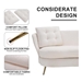 Soranda 64" Loveseat - White Polyester Velvet Fabric - Golden Metal Legs - CAB1754