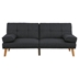 Wakefield 71" Adjustable Sofa Bed - Black Polyfiber - Solid Wood Legs