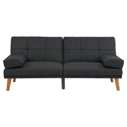 Wakefield 71" Adjustable Sofa Bed - Black Polyfiber - Solid Wood Legs 