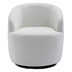 Kalima Swivel Accent Armchair Barrel Chair - White Velvet Fabric - Black Metal Ring