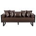 Chronos 72" Sofa - Dark Brown Faux Leather - Iron Sled Legs - CAB1765