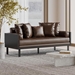 Chronos 72" Sofa - Dark Brown Faux Leather - Iron Sled Legs - CAB1765