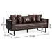 Chronos 72" Sofa - Dark Brown Faux Leather - Iron Sled Legs - CAB1765