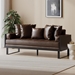 Chronos 72" Sofa - Dark Brown Faux Leather - Iron Sled Legs - CAB1765