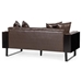 Chronos 72" Sofa - Dark Brown Faux Leather - Iron Sled Legs - CAB1765