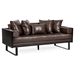 Chronos 72" Sofa - Dark Brown Faux Leather - Iron Sled Legs - CAB1765