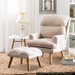 Ondyne Accent Click Clack Chair with Ottoman - Beige Fabric Upholstered - Oak Finish Legs - CAB1766