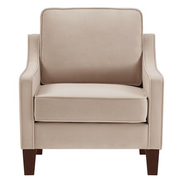 Willowbrook Modern Armchair - Taupe Velvet - Espresso Finish Wooden Legs 