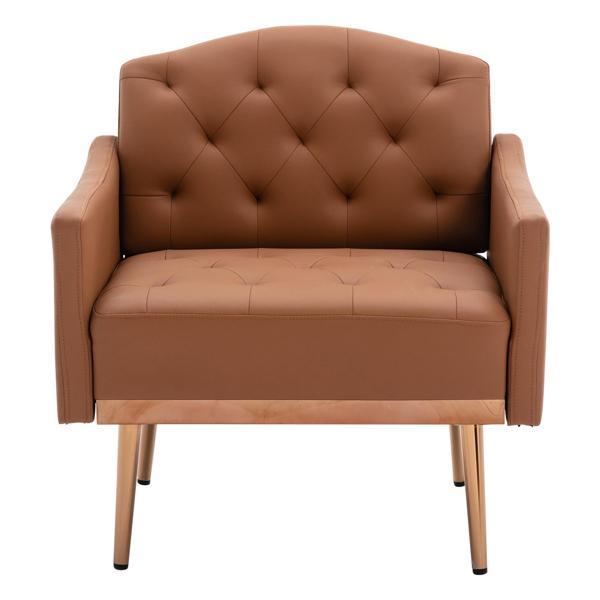 Nob Hill Accent Chair - Brown Polyurethane - Rose Golden Finish Feet 