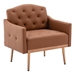 Nob Hill Accent Chair - Brown Polyurethane - Rose Golden Finish Feet - CAB1775