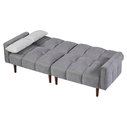 Credo 81" Convertible Futon Sofa Bed - Gray Fabric - Wooden Legs 