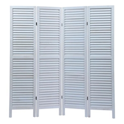 Belper Wood 4 Panel Screen Folding Louvered Room Divider 