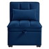 Eldra 68" 4-in-1 Multi-Function Single Sofa Bed with Storage Pockets - Navy Velvet Fabric