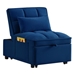 Eldra 68" 4-in-1 Multi-Function Single Sofa Bed with Storage Pockets - Navy Velvet Fabric - CAB1802