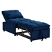 Eldra 68" 4-in-1 Multi-Function Single Sofa Bed with Storage Pockets - Navy Velvet Fabric - CAB1802