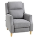 Tacoma Manual Recliner Chair with Footrest - Light Grey Linen - Solid Rubberwood Legs - CAB1808