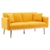 Casa Vita Loveseat Sofa - Mustard Teddy Velvet - Rose Golden Metal Feet