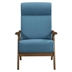 Vitalys Accent Chair - Blue Textured Fabric - Solid Rubberwood Frame - Walnut Finish