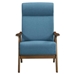 Vitalys Accent Chair - Blue Textured Fabric - Solid Rubberwood Frame - Walnut Finish - CAB1829