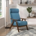 Vitalys Accent Chair - Blue Textured Fabric - Solid Rubberwood Frame - Walnut Finish - CAB1829