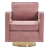 Gentle Swivel Barrel Chair - Pink Linen Fabric - Gold Finish Legs