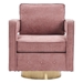 Gentle Swivel Barrel Chair - Pink Linen Fabric - Gold Finish Legs - CAB1830