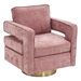 Gentle Swivel Barrel Chair - Pink Linen Fabric - Gold Finish Legs - CAB1830