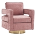 Gentle Swivel Barrel Chair - Pink Linen Fabric - Gold Finish Legs - CAB1830