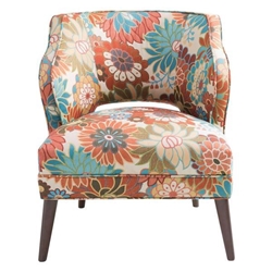 Bolta Open Back Accent Chair - Multi Polyester Fabric - Espresso Finish Legs 