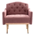 Nob Hill Accent Chair - Brush Pink Teddy Fabric - Rose Golden Finish Feet