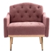 Nob Hill Accent Chair - Brush Pink Teddy Fabric - Rose Golden Finish Feet - CAB1834