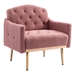 Nob Hill Accent Chair - Brush Pink Teddy Fabric - Rose Golden Finish Feet - CAB1834