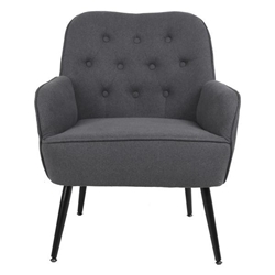 Heston Accent Chair - Dark Gray Linen - Golden Finish Legs 