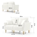 Zephyrion 57" Loveseat - Cream White Velvet - Metal Legs - CAB1849