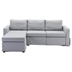 Davenport 86" Sectional Sofa 3 Seater with 1 Ottoman - Light Grey Linen Fabric - Rubberwood Frame