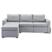 Davenport 86" Sectional Sofa 3 Seater with 1 Ottoman - Light Grey Linen Fabric - Rubberwood Frame - CAB1853