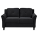 Griselda Fashionable Loveseat with Double Seats - Antique Black Velvet Fabric - Brown Rubberwood Frame - CAB1856