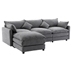 Gossamer 100" Modular Sectional Sofa 3 Seater with Ottoman - Grey Fabric