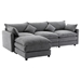 Gossamer 100" Modular Sectional Sofa 3 Seater with Ottoman - Grey Fabric - CAB1859